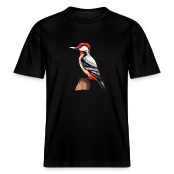 Pic Aquarelle Colorée Dessin Animé Kawaii Anim -  T-shirt unisexe RELAXED FIT en coton bio - noir - Devant - Alina (178cm) & Michal (187cm)