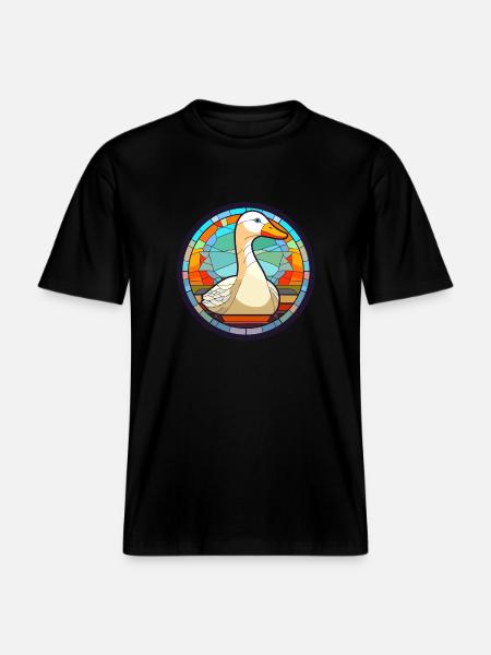 Gänse-Buntglas-Cartoon-Kawaii-Tier -  RELAXED FIT Unisex Organic T-Shirt - Schwarz