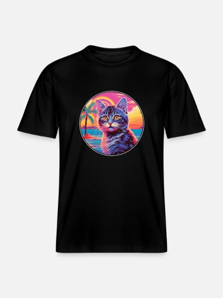York Chocolate Cat Breed Akvarell tegneserie Kawaii -  Økologisk RELAXED FIT Unisex T-skjorte - svart