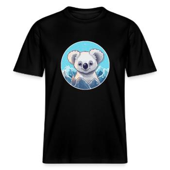 Koala Aquarell Karikatur Kawaii Haustier Tier Farbefu -  RELAXED FIT Unisex Organic T-Shirt - Schwarz - Vorne - Alina (178cm) & Michal (187cm)