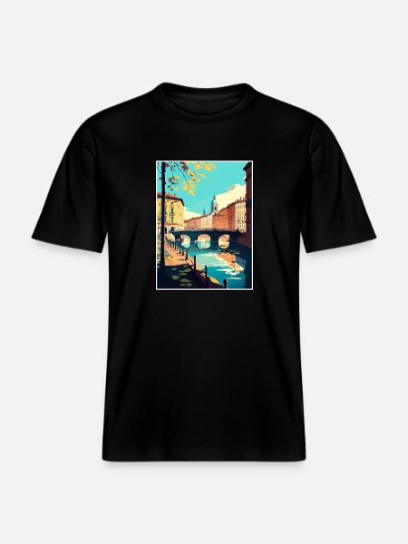 Turyn Włochy Vintage Plakat Podróżniczy WPA Pamiątka - Ekologiczna koszulka Unisex RELAXED FIT - czarny