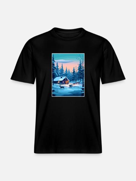 Lapland Finland Island Vintage matkailujuliste WPA -  RELAXED FIT Unisex Luomu T-paita - musta