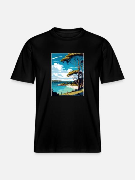 Brownsea Island England Vintage Travel Poster WPA -  RELAXED FIT Unisex Organic T-Shirt - black