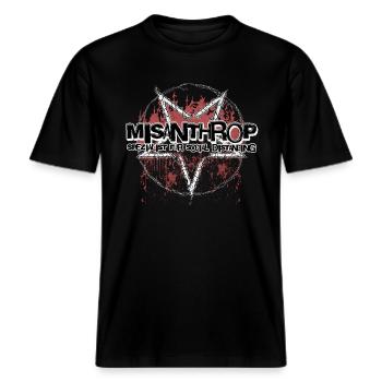 MISANTHROP Spezialist für Social Distancing -  RELAXED FIT Unisex Organic T-Shirt - Schwarz - Vorne - Alina (178cm) & Michal (187cm)