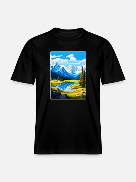 Affiche de voyage vintage du parc national d’Ecrins France - T-shirt unisexe RELAXED FIT en coton bio - noir