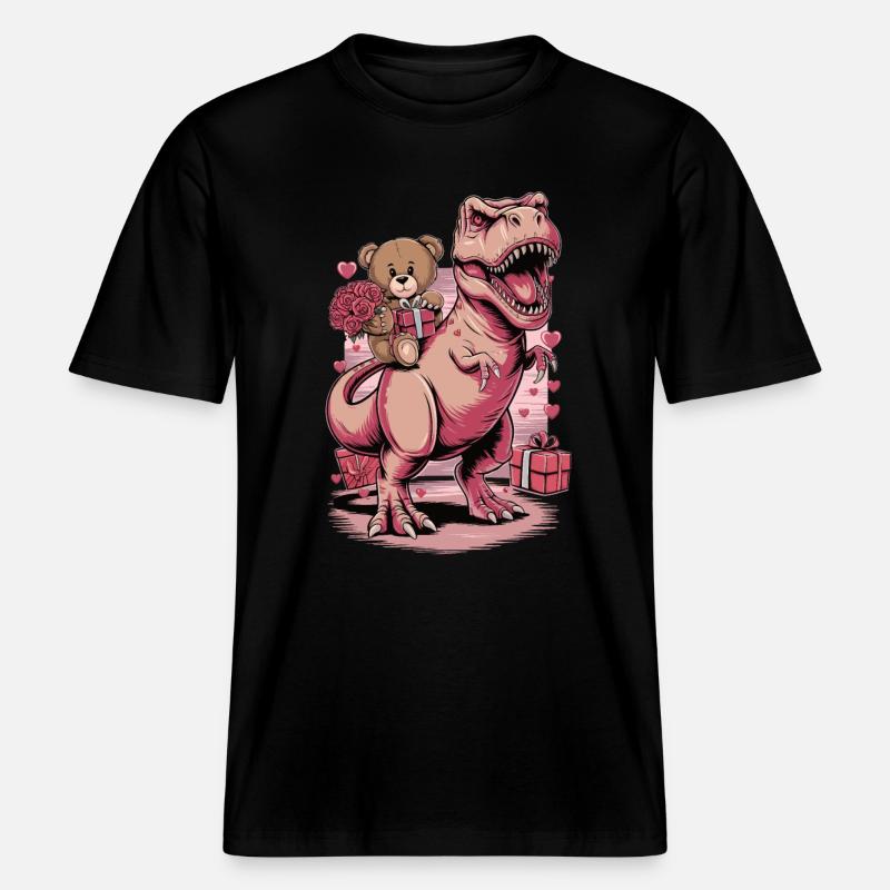 T. Rex Saint-Valentin -  T-shirt unisexe RELAXED FIT en coton bio - noir