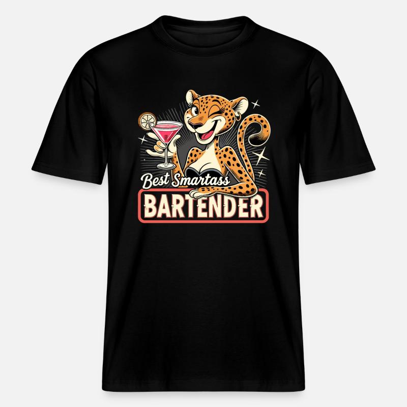 Barkeeperin Barfrau Leopardin Leopard Geschenk -  RELAXED FIT Unisex Organic T-Shirt - Schwarz