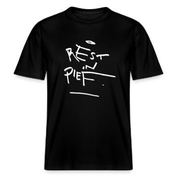 REST IN PIEF (R.I.P.) arty -  RELAXED FIT Unisex Organic T-Shirt - black - Front - Alina (178cm) & Michal (187cm)