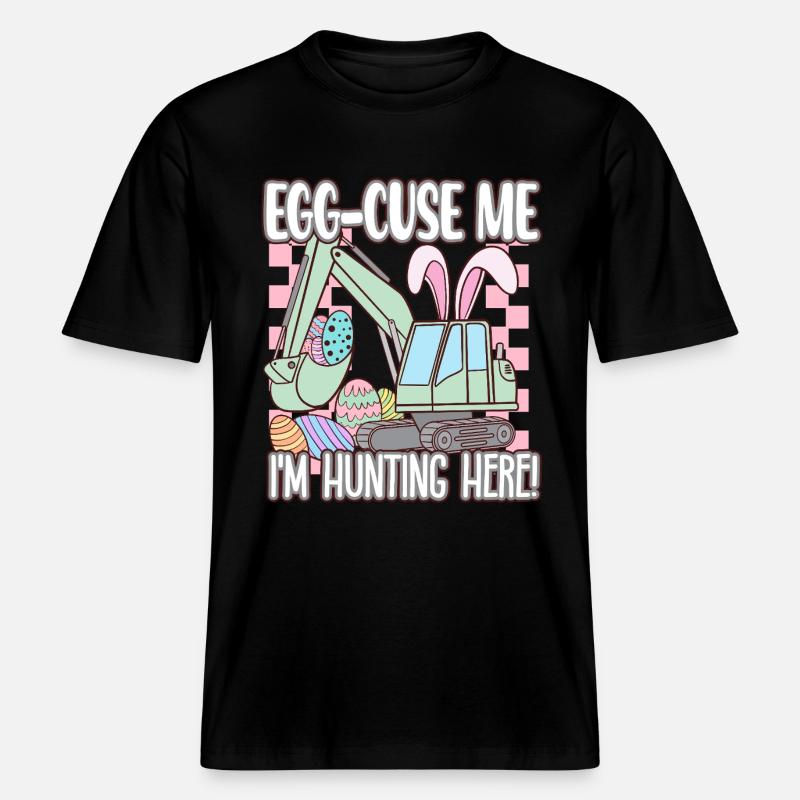 Egg cuse me Happy Easter -  RELAXED FIT Unisex Organic T-Shirt - Schwarz