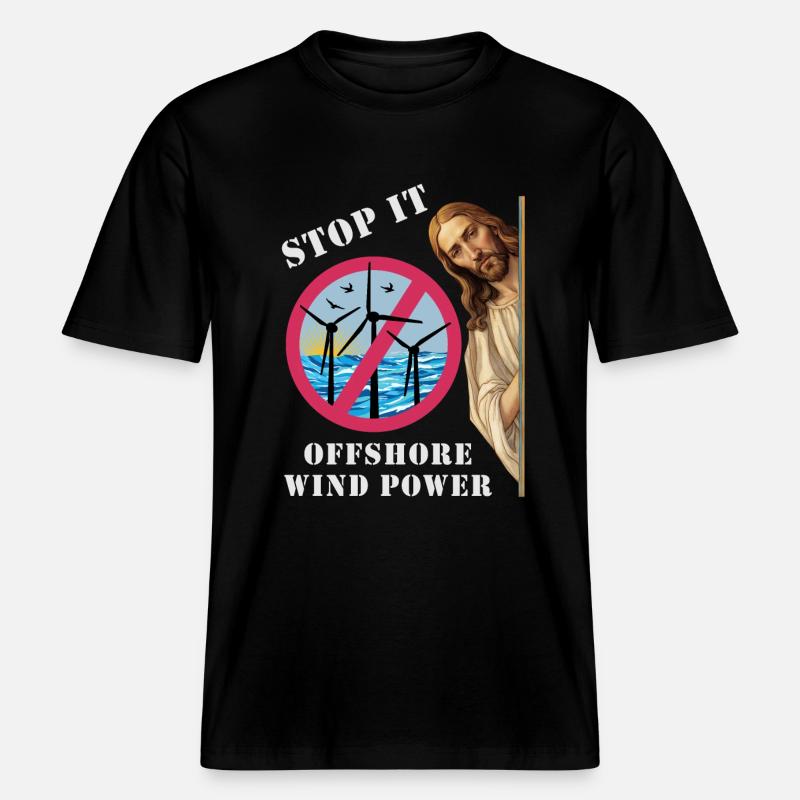 Offshore Windkraft Stopp -  RELAXED FIT Unisex Organic T-Shirt - Schwarz