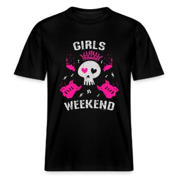 Week-end entre filles -  T-shirt unisexe RELAXED FIT en coton bio - noir - Devant - Alina (178cm) & Michal (187cm)