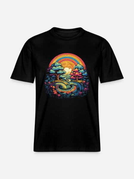 Rainbow Wonderland -  RELAXED FIT Unisex Organic T-Shirt - black