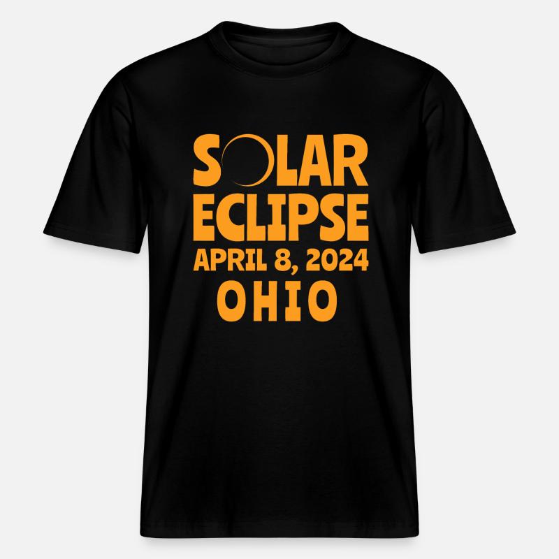 Éclipse Solaire 2024 Ohio -  T-shirt unisexe RELAXED FIT en coton bio - noir