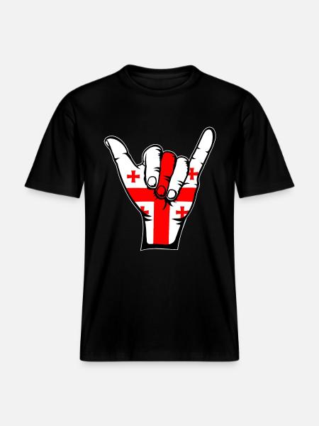 Georgia Flag Surfing Icon -  RELAXED FIT Unisex Organic T-Shirt - black