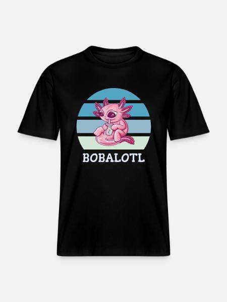 Boba Bubble Tea Axolotl Bobalotl -  T-shirt unisexe RELAXED FIT en coton bio - noir