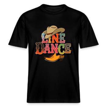Line Dance Linedance mein Hobby -  RELAXED FIT Unisex Organic T-Shirt - Schwarz - Vorne - Alina (178cm) & Michal (187cm)