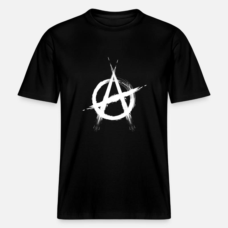 Anarchy symbol white - RELAXED FIT Unisex Organic T-Shirt - black