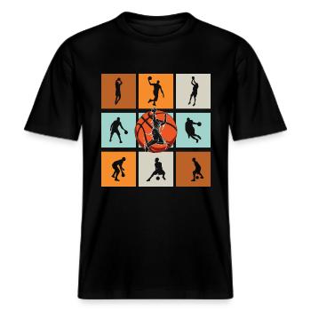 Basketball Basketballer -  RELAXED FIT Unisex Organic T-Shirt - Schwarz - Vorne - Alina (178cm) & Michal (187cm)