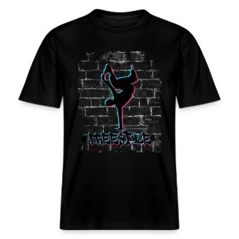 Freestyle -  RELAXED FIT Unisex Organic T-Shirt - black - Front - Alina (178cm) & Michal (187cm)