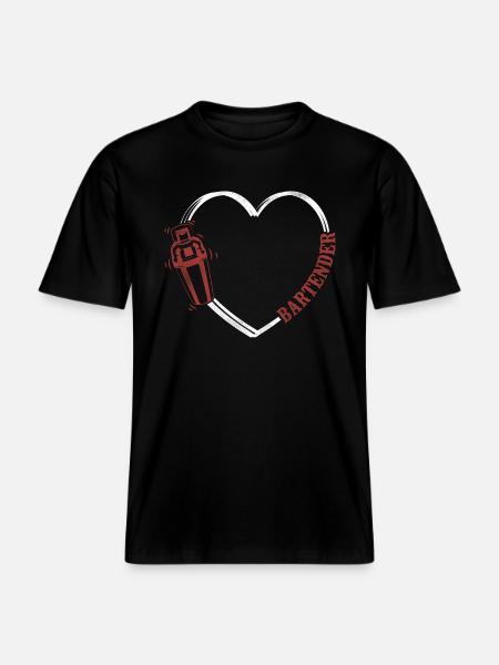 Bartender Mixologist Heart -  RELAXED FIT Unisex Organic T-Shirt - Schwarz