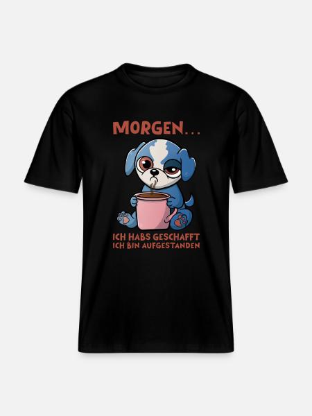 Morning grouch dog - RELAXED FIT Unisex Organic T-Shirt - black