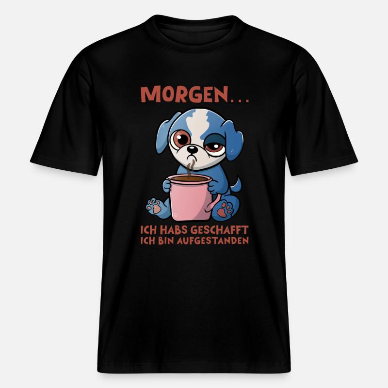 Morgenmuffel Hund -  RELAXED FIT Unisex Organic T-Shirt - Schwarz