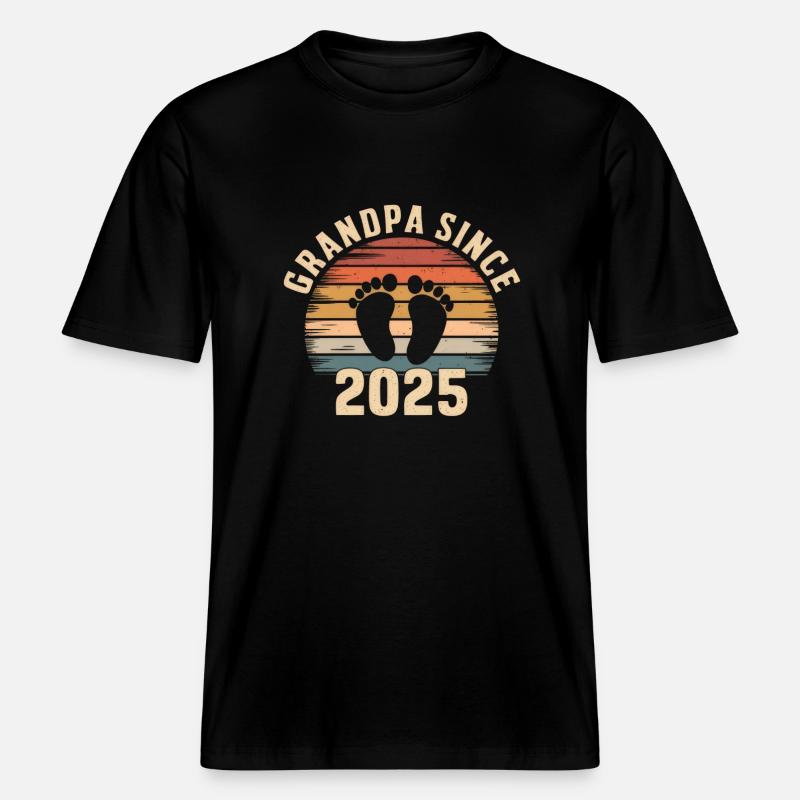 Papy depuis 2025 - T-shirt unisexe RELAXED FIT en coton bio - noir
