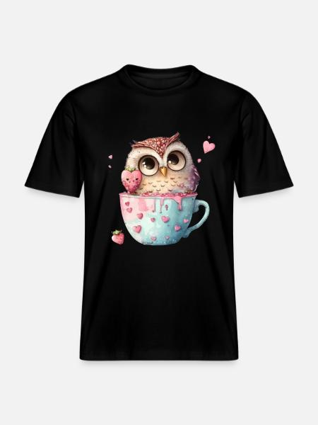 Eule Eulen - RELAXED FIT Unisex Organic T-Shirt - Schwarz