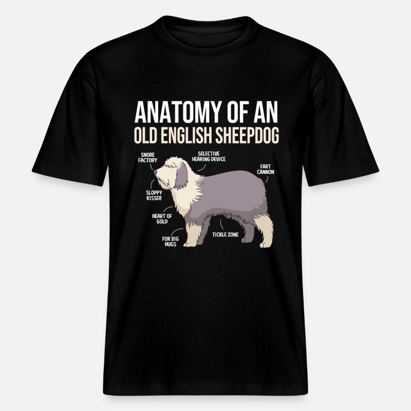 Englischer Schäferhund -  RELAXED FIT Unisex Organic T-Shirt - Schwarz