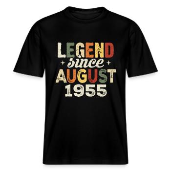 Août 1955 Anniversaire Août 1955 - Août 1955 -  T-shirt unisexe RELAXED FIT en coton bio - noir - Devant - Alina (178cm) & Michal (187cm)