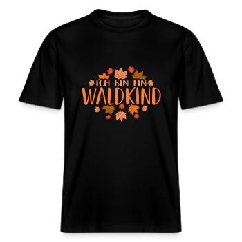 Ich Bin Ein Waldkind Wald Waldkindergarten Naturki -  RELAXED FIT Unisex Organic T-Shirt - Schwarz - Vorne - Alina (178cm) & Michal (187cm)