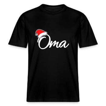 Weihnachten Oma -  RELAXED FIT Unisex Organic T-Shirt - Schwarz - Vorne - Alina (178cm) & Michal (187cm)