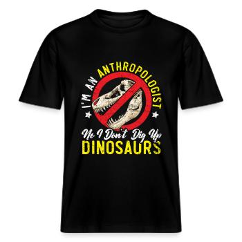 Ich bin ein Anthropologe Dinosaurier Anthropologie -  RELAXED FIT Unisex Organic T-Shirt - Schwarz - Vorne - Alina (178cm) & Michal (187cm)