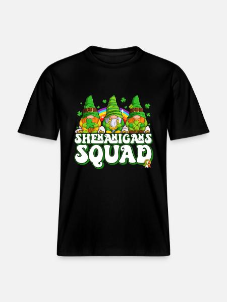 Saint-Patrick Elfes irlandais Gnome - T-shirt unisexe RELAXED FIT en coton bio - noir