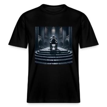 Furzseelen - Hohler Ritter auf Porzellanthron #11 -  RELAXED FIT Unisex Organic T-Shirt - Schwarz - Vorne - Alina (178cm) & Michal (187cm)