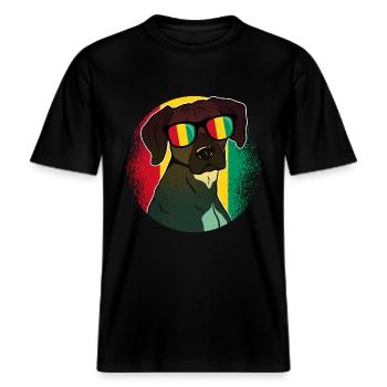 Guinée -  T-shirt unisexe RELAXED FIT en coton bio - noir - Devant - Alina (178cm) & Michal (187cm)