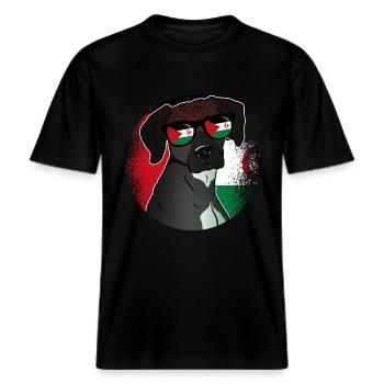 Sahara occidental -  T-shirt unisexe RELAXED FIT en coton bio - noir - Devant - Alina (178cm) & Michal (187cm)