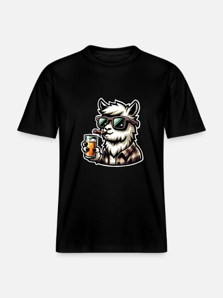 Alpaka Bier - RELAXED FIT Unisex Organic T-Shirt - Schwarz