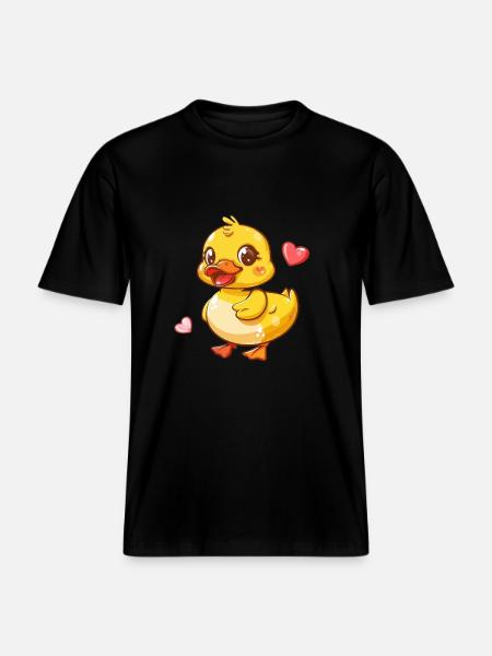 Süßes Entchen Mit Herzchen - RELAXED FIT Unisex Organic T-Shirt - Schwarz