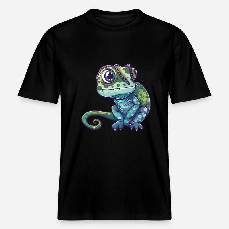 Amis caméléon aux grands yeux - T-shirt unisexe RELAXED FIT en coton bio - noir