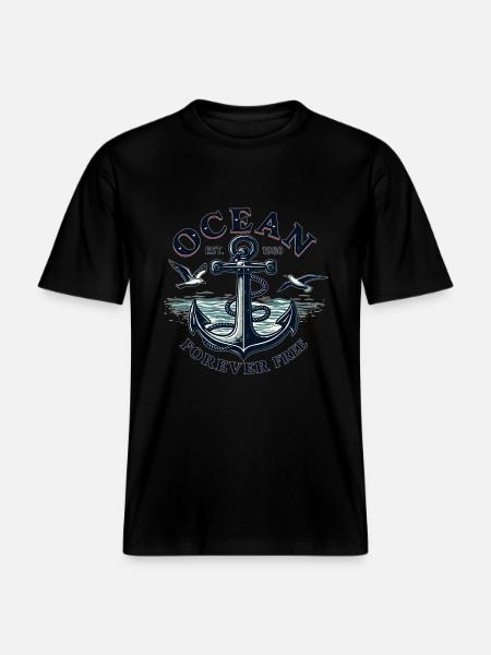 Ocean - Forever Free -  RELAXED FIT Unisex Organic T-Shirt - black