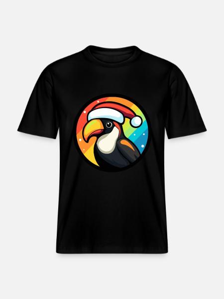 Toucan Oiseau Noël Noël - T-shirt unisexe RELAXED FIT en coton bio - noir