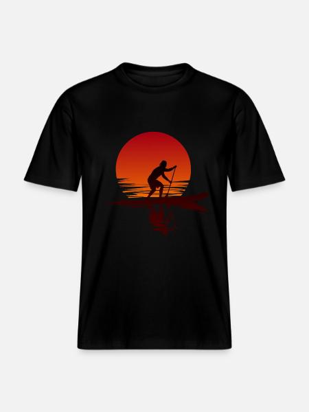 Stand Up Paddle Sunset -  RELAXED FIT Unisex Organic T-Shirt - black
