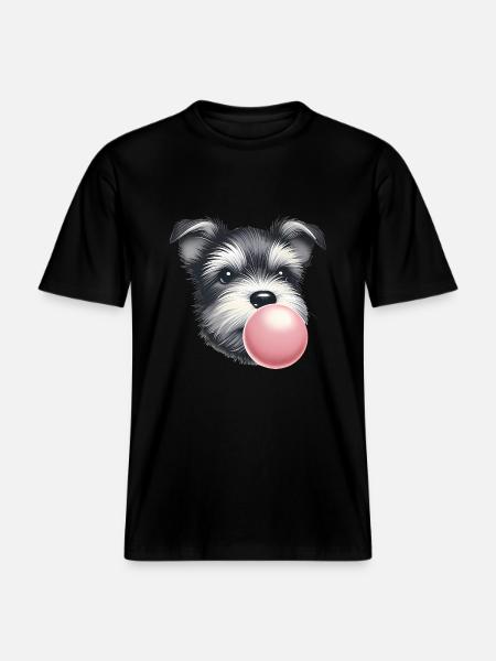 Playful Terrier with Bubble Gum -  RELAXED FIT Unisex Organic T-Shirt - black