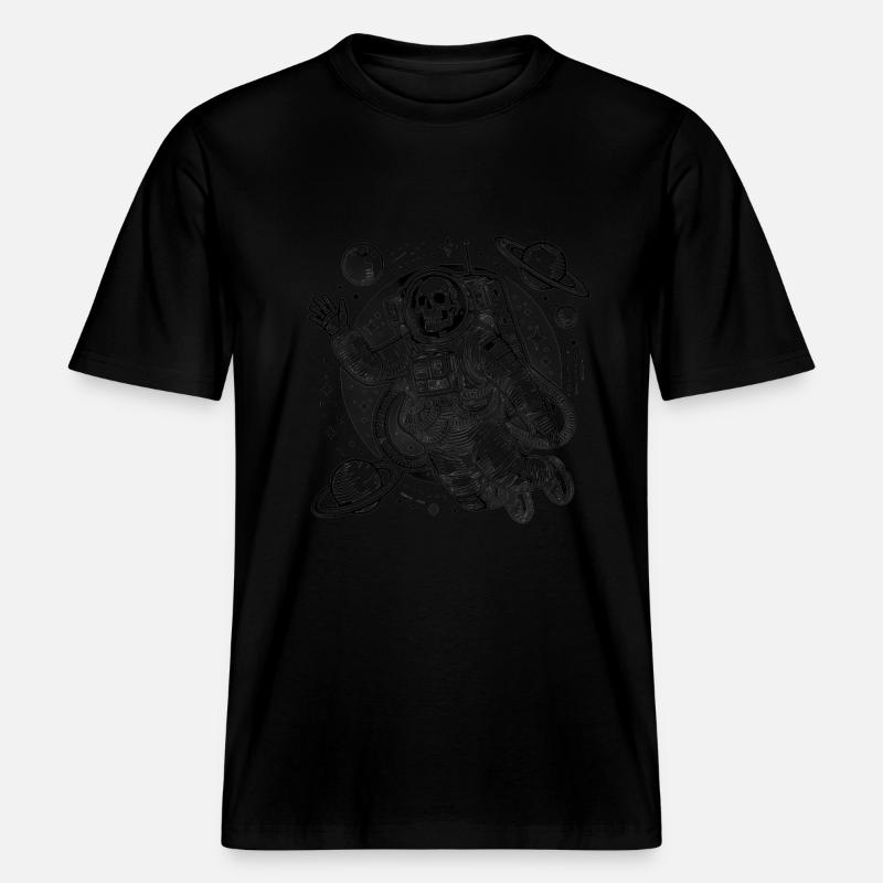Astronaute squelette flottant dans l’espace - T-shirt unisexe RELAXED FIT en coton bio - noir