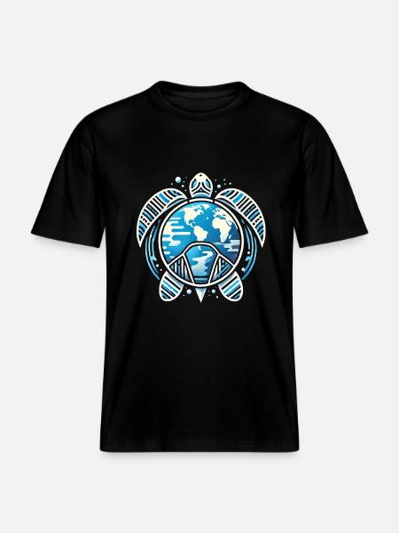 Earth Turtle PlanetInspired Design - RELAXED FIT Unisex Organic T-Shirt - black