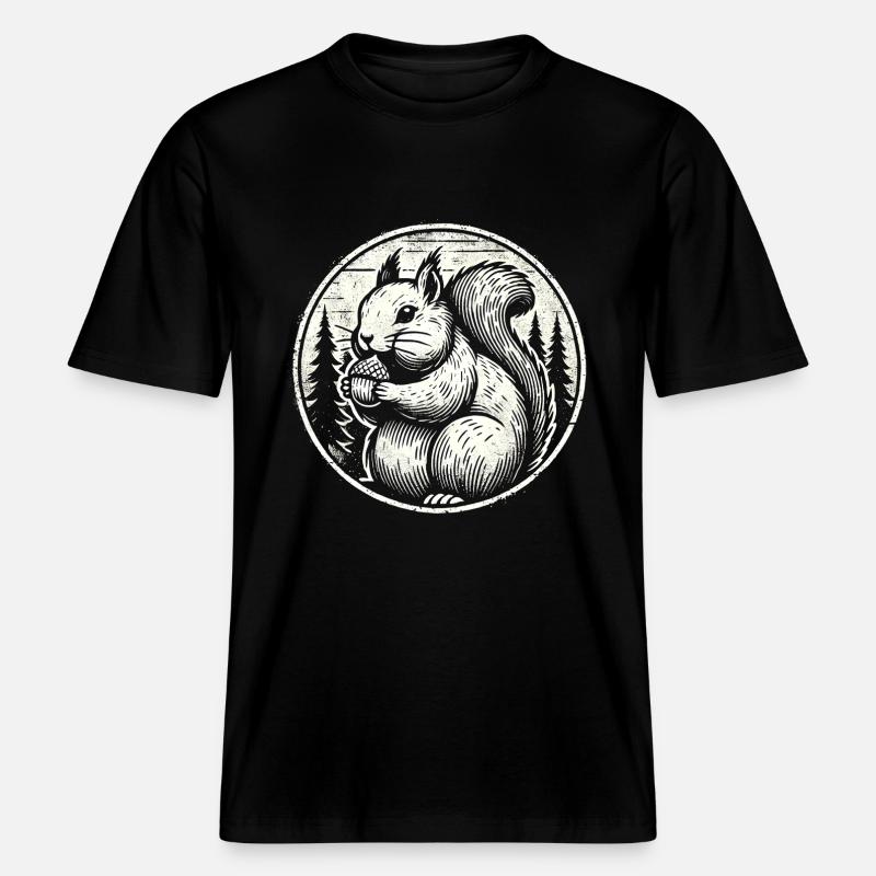Écureuil -  T-shirt unisexe RELAXED FIT en coton bio - noir