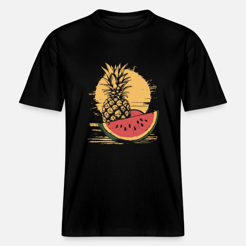 Ananas et pastèque -  T-shirt unisexe RELAXED FIT en coton bio - noir
