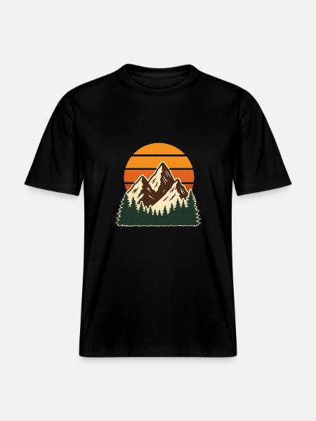 Retro-Bergwald-Abenteuerszene -  RELAXED FIT Unisex Organic T-Shirt - Schwarz