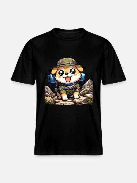 Dog Hiking Adventure Pup Apparel - RELAXED FIT Unisex Organic T-Shirt - black
